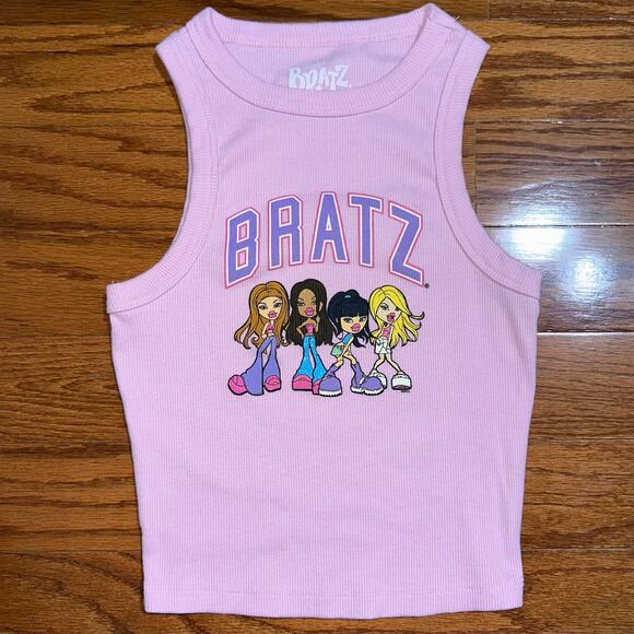 Bratz Y2K High Neck Pink Ribbed Graphic Tank Top Size XS - Picture 5 of 9